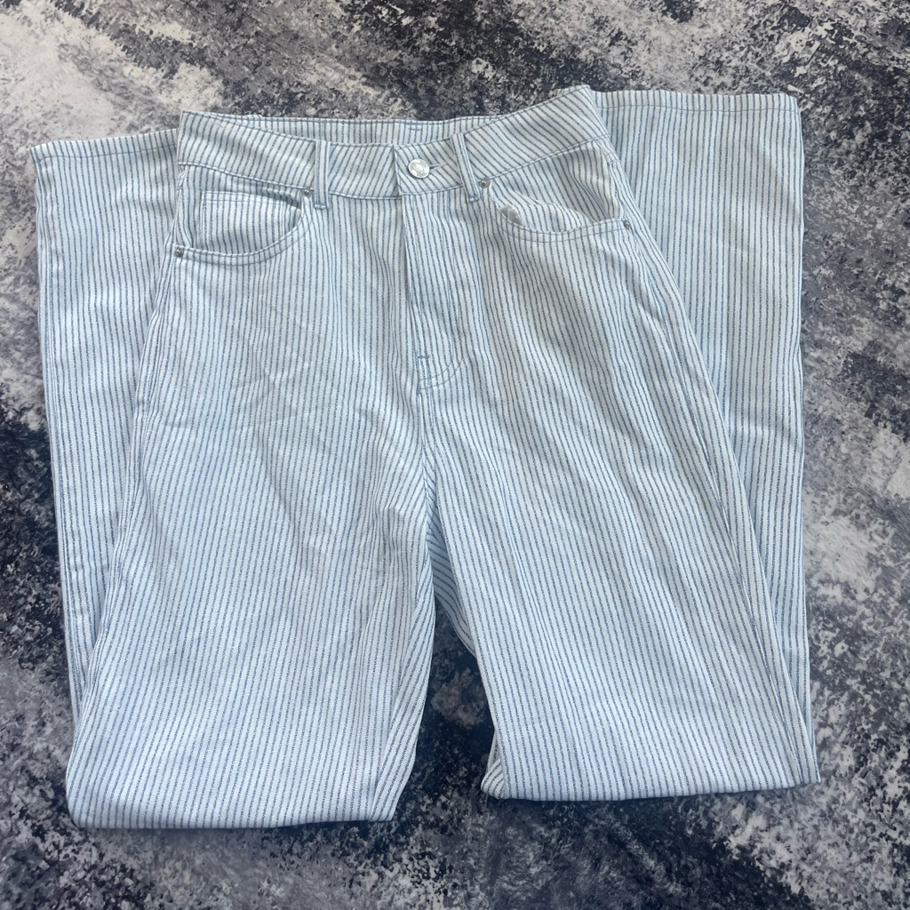 Zara Light Blue Striped Women's Overalls